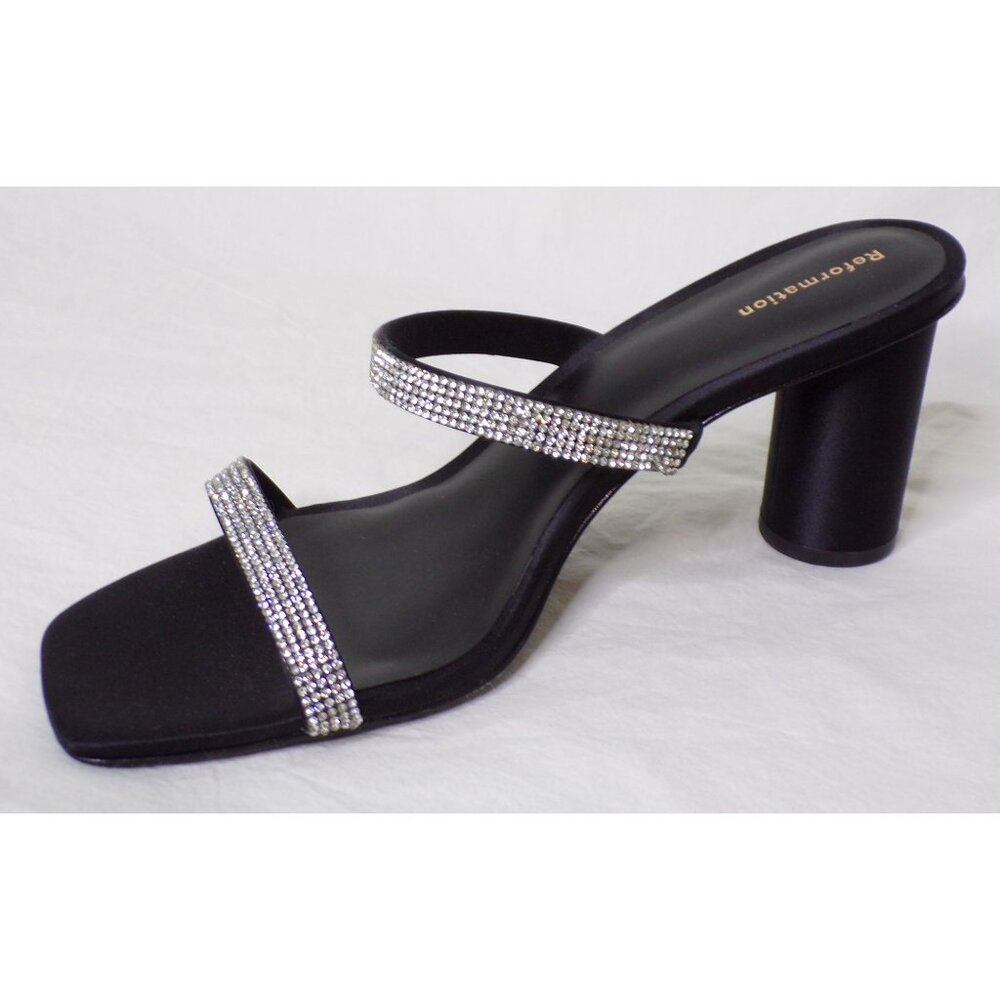 🆕 REFORMATION Maison Rhinestone Heeled Sandals Shoes Black 8.5 - Picture 12 of 13